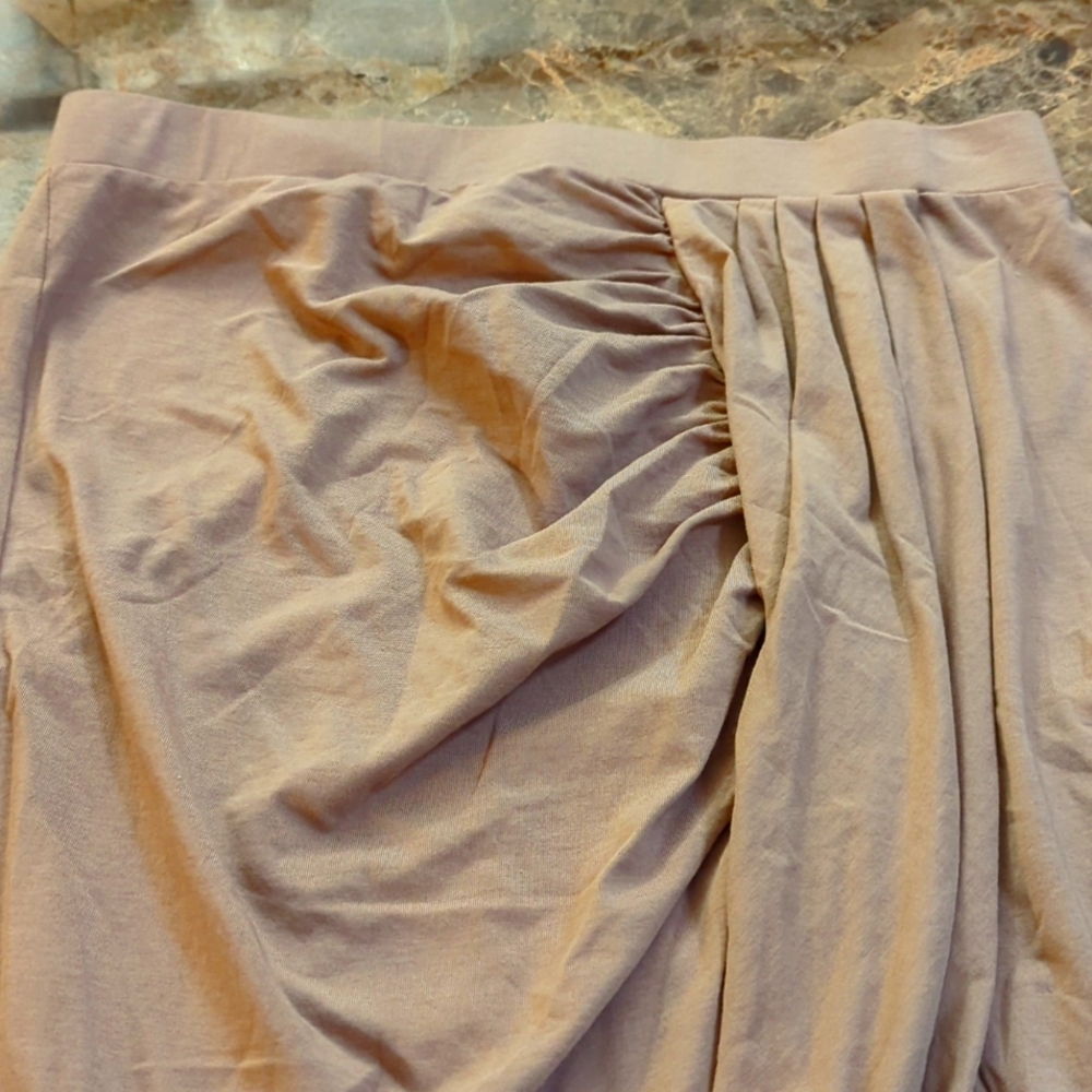 long mocha cotton stretch skirt